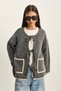 Women's Gray Melange Front Tie Pocket Detailed Knitwear Cardigan 60283827 - 2