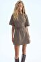Belted shoulder-pad dress