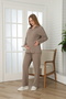 Knitwear Textured Adjustable Waist Detailed V-Neck Long Sleeve Comfortable Fit Maternity and Postpartum Tracksuit Set - 2