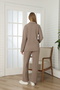 Knitwear Textured Adjustable Waist Detailed V-Neck Long Sleeve Comfortable Fit Maternity and Postpartum Tracksuit Set - 4