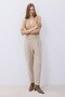 Pleated Wool Textured High Waist Beige Trousers - 4