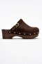 Beloni women's genuine leather clog slippers - coffee suede - 5