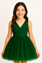 Girl's Wrap Collar Mini Plain Skirt Puffy Dress