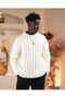 Oversized Self-Striped Cotton Thick Knitwear Sports Sweater