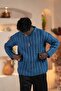 Oversized Self-Striped Cotton Thick Knitwear Sports Sweater
