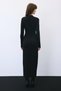 Long Black Knit Dress with Corsage - 8