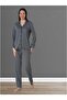 Women's Smoked Design Front Buttoned Stylish Long Sleeve Maternity Pajama Set Effort - 3