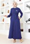 Ribbed Ferace with Hidden Buttons Indigo 19214 - 3