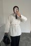 Women's Waist-Tied Cotton Pinterest Shirt Ecru - 4
