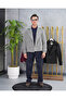 Men's Gray Soft Textured Crepe Model Side Pocket Buttoned Cashmere Jacket Coat - 8