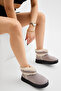 Women's Gray Thick Poly Sole Fur Detailed Suede Look Casual Boots - 5