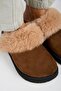 Ruzqahi Fur Women's Leather Genuine Leather Flat Platform Sabo Tan Slippers - 3