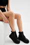 Women's Black Leather Thick Poly Sole Rubber High-Top Lace-Up Casual Boots - 2