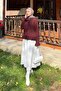Ruffle Detailed Cardigan Burgundy