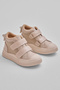 Children's Unisex Beige Flexible Thermo Sole Double Velcro Strip Patterned Sports Short Boots