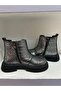 Children's Genuine Leather Boots Patterned Silver - 2