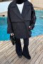 Short Trench Coat with Shoulder Epaulettes Black - 3