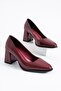Teros flat heel women's classic high heel shoe burgundy patent leather