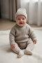 Baby Girl-Boy Stitch-Free Oversized Knitwear Sweater and Hat Set - Buttoned Bottom Raglan Sleeve 2-Piece Set
