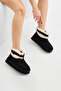 Women's Black Thick Poly Sole Fur Detailed Suede Look Casual Boots