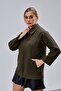 Khaki Oversized Zippered Cashmere Jacket - 5
