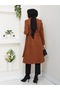Belted Tan Color Women's Coat - 6