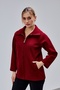 Claret Red Oversized Zippered Cashmere Jacket - 5