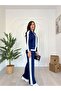 ZIPPERED STRIPED IMPORTED MODAL FABRIC COTTON WOMEN'S BOHEMIAN COMFORTABLE TOP-BOTTOM TRACKSUIT SET - 6