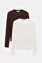 Women's Crew Neck Finger Hole Long Sleeve Bodysuit/Blouse - Pack of 2
