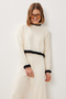 Contrast Stripe Top and Bottom Knitwear Set Lci0061 Cream - 4