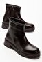 02-3033 Brown Wrinkled Patent Leather Zippered Daily Women's Boots - 4