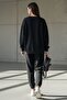 Women's Anthracite Printed Crew Neck Long Sleeve Oversized Soft Textured Sweatshirt Women's Sweatshirt - 8