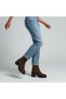 Brown Suede Genuine Leather Women's Thick Heeled Boots with Gold Chain Detail - 3