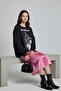 Women's Anthracite Printed Crew Neck Long Sleeve Oversized Soft Textured Sweatshirt Women's Sweatshirt - 6