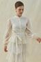 Beige floral embroidered layered chiffon dress - 4