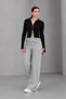 Women's Short Knit Cardigan with Finger Hole Detail and Two-Way Zipper - 3
