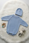 Baby Girl-Boy Stitch-Free Oversized Knitwear Sweater and Hat Set - Buttoned Bottom Raglan Sleeve 2-Piece Set - 6