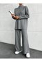 Tkm0005 Women's Gray Glitter Half Turtleneck Pique Sweater-Pants Knitwear Set - 5