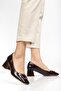 Women's Brown Square Toe Heeled Shoes - 3