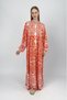 Women's Cotton Patterned Long Dress Orange - 3