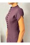 Waist-Fitted Button-Detail Puff-Shoulder Mini Women's Amelia Dress for Special Occasions and Daily Wear - 7