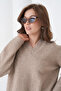 Women's V-Neck Soft Textured Oversized Knitwear Sweater - 2