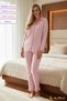Women's Pajama Set with Patterned Cotton and Ruffle Detail Polo Neck Set - 2