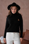 Women's Turtleneck Embroidered Detail Soft-Textured Ribbed Knit Sweater - 4