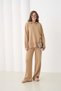 Women's Polo Neck Slit Oversized Sweater Palazzo Pants Knitwear Bottom-Top Set - 4