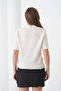 Women's Crew Neck Fleece-Lined Short Sleeve Knitwear Sweater - 4