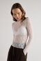 Women's Ecru Transparent Lace Short Stretch Fabric Blouse 30051 - 4