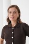 Women's Polo Neck Button Detail Short Sleeve Glitter Knit Cardigan - 2