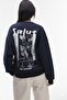 Unisex Oversize Sweatshirt Salut Arka Printed Navy Blue – Crew Neck, 3 Thread Ribs