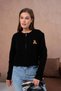 Women's Crew Neck Zipper Closure Embroidered Ribbed Knit Knitwear Cardigan